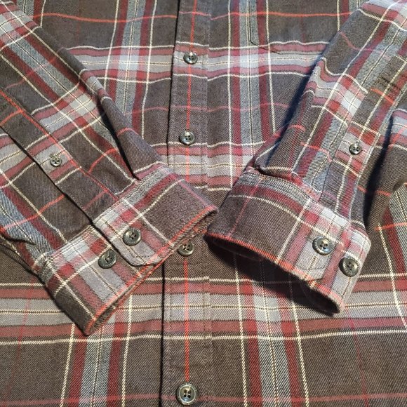 Eddie Bauer Men's Size Large Relaxed Fit Flannel Shirt Black Blue Red - Picture 3 of 10